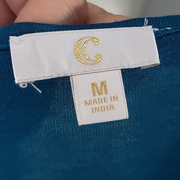 Charming Charlie Turquoise Beaded Flutter Blouse - Picture 5 of 5